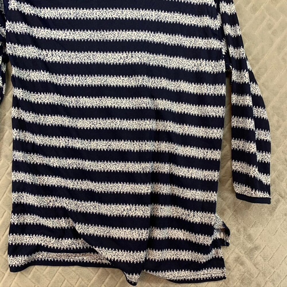 Uniti Shirt Womens Small Navy Blue Striped Zig Zag 3/4 Sleeve - Picture 13 of 14